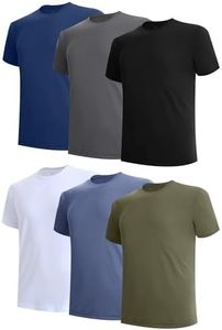 BAMBOO COOL Men's Undershirts Moisture Wicking Crewneck T Shirts, Breathable Stretch Soft Tees for Men, 6 Pack