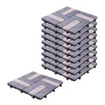 Sharpex Stone Deck Tiles with Interlocking | 10 Piece Stone Floor Decking Water Resistant Tile for Balcony, Terrace, Garden, Poolside | Quick Flooring Solution for Indoor/Outdoor (12 X 12 Inch)