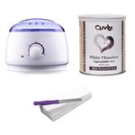 CUVLY Wax Kit Waxing Kit Wax Heater Machine White Chocolate Wax Liposoluble 800 gm Wax Strips 70 pc, Wax Spatula (Knife), Wax Machine, Wax Heater for Women (Pack of 4) (Wax Heater Liposoluble Wax)