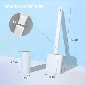 Silicone Toilet Brush Set, 2-Pack – White Bathroom Cleaning Brushes