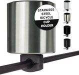 Kroozie XL- Stainless Steel Bike Cup Holder - Handlebar Cup Holder for Bike, Scooter, Electric Bike, Bicycle, Wheelchair, Walker, Boat, Treadmill and More …