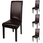 Fuloon 4 6 Pack Dining Chair Covers,Stretch Removable Washable Dining Chair Protector Cover, Waterproof Pu Leather, 4 Pack