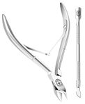 SENBACH Cuticle Trimmer with Cuticle Pusher, Cuticle Remover Cuticle Nipper Professional Stainless Steel Cuticle Cutter Clipper Durable Pedicure Manicure Tools for Fingernails and Toenails (Silver)