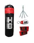 Hard Bodies Synthetic Leather Filled Punching Bag (Black, Red 4Feet) (4 Feet Pro Black & Red)