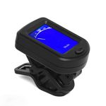 Amazon Basics Digital LCD Clip on Automatic Chromatic Tuner, Plastic, Guitar Bass, Violin, Ukulele, Black
