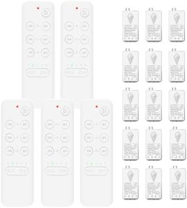 NineLeaf Timer Light Switch, Wireless Switches for Lights, Countdown Timer Switch for Bathroom Fans and Lights, No Wiring, No Interference, 500FT Range Waterproof, Pre-Programmed, 5 Remote 15 Receiver