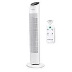 nuovva Electric Quiet Tower Fan – Energy Efficient Electric Fan – Quiet Fans for Bedroom & Office – Oscillating Standing Fan with Remote Control – 33Inch, White