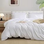 JELLYMONI White Duvet Cover Full Size - Soft Microfiber Full Duvet Cover Set, 3 Pieces, 1 Duvet Cover 80x90 Inches with Zipper Closure and 2 Pillowcases, Comforter Not Included