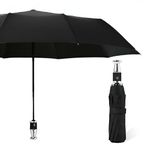 SADVIDHYA Windproof Travel Umbrellas for Rain - Lightweight, Strong, Compact with & Easy Auto Open/Close Button for Single Hand Use - for Men & Women (Black BR)