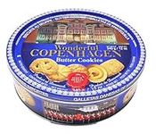 Danish Butter Cookies 340g (12 Ounce) in Wonderful Copenhagen Tin with Embossed Lid by Jacobsens of Denmark - Traditional Biscuit Tin Gift