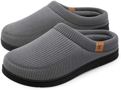 VeraCosy Men's Moccasin Slippers Comfy Soft Durable Slip-on Indoor Memory Foam House Shoes Cool Gray,13-14 US