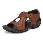 HITZ Men's Tan Leather Open Toe Comfort Sandals - 10