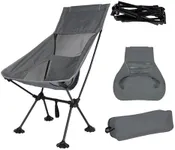 IEJ Ultralight High-Back Camping Chairs - Portable Folding Backpacking Chair with Frag Flippers, Supports up to 330 lbs, Compact and Durable for Outdoor Activities - Grey