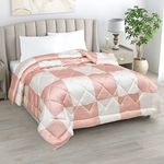 LINENWALAS Premium All Season Microfiber-Warm Bamboo Patch Duvet,AC Comforter and AC Blanket,Quilt Special for Winters-Rose Gold and Ivory-Double Bed (90" x 100")