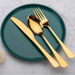 BonZeal Mirror Finish 410 Stainless Steel 18 Pieces Flatware Gold Cutlery Set for 6 Luxury Cutleries for Dining Table Cutlery Set For Hotel Restaurant Cafe Diwali Gift Items Gift For Diwali