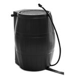 FCMP Outdoor RC4000-BLK 50-Gallon BPA Free Flat Back Home Rain Catcher Water Storage Collection Barrel for Watering Outdoor Plants & Gardens, Black