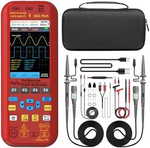 BSIDE 2 Channels Handheld Oscilloscope Multimeter, 50MHz Bandwidth with 3.98" Full-Viewing LCD, Measures Flexible AC Current Clamp, Temp Capacitance Diode Ohm for DIY Hobbyist Lab Car Power Electronic