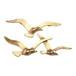 WHW Whole House Worlds Americana Flying Birds Metal Wall Decor Art, 3 Birds, 2 Piece Set, Handcrafted, Cast of Fine Gold Aluminum, Bas-Relief, 15.25 Inches Wide and 13.25 Inches Wide.