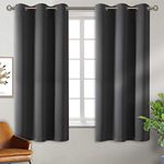 BGment Blackout Curtains - Grommet Thermal Insulated Room Darkening Bedroom and Living Room Curtain, 2 Panels of 42 x 63 Inch, Dark Grey