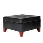 Homepop Home Decor |K2380-E169 | Luxury Large Faux Leather Square Storage Ottoman | Ottoman with Storage for Living Room & Bedroom, Black