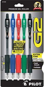 Pilot, G2 Premium Gel Roller Pens, Extra Fine Point 0.5 mm, Pack of 5, Assorted Colors
