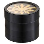 LIHAO Grinder 2 inch Spice Grinder 4 Layer Zinc Alloy Grinder with Lightning Lid - Black & Gold