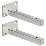 Sayayo Floating Shelf Bracket, Invisible Hidden Heavy Duty Shelf Support for Concealed Wood Shelves Wall Mounted, Stainless Steel Brushed Finish, 2 pcs, EJT150LS-2P