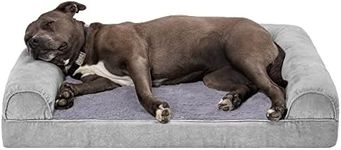 Furhaven Large Orthopedic Dog Bed Faux Fur & Velvet Sofa-Style w/Removable Washable Cover - Smoke Gray, Large