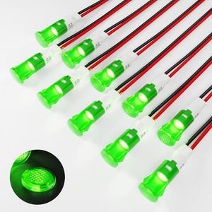FILN Plastic Indicator Light 10mm LED Signal Light Dash Lights Panel Indicator Light 110V Suitable For Cars Trucks Ships (10Pcs Green Light)