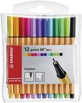 STABILO point 88 MINI Fineliner - Wallet of 12 Assorted Colours