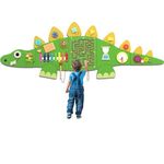 60'' Stegosaurus Montessori Busy Board, Sensory Board, Activity Wall Busy Board Panels, Wall Furniture,Interactive Wooden Learning Toys for Boys and Girls, Perfect for Toddler Playroom