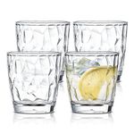 Reusable Plastic Tumblers - Set of 4 Plastic Cups for Kids and Adults - 300ml Crystal-Clear Drinking Tumblers for Water, Juice - Unbreakable and Durable Plastic Glasses, BPA Free (Clear)