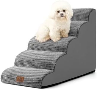 COZY KISS Dog Stairs for High Bed 22.6" H, Small Dog Step for Puppy, Older or Cat, Curved Ramp for Car, Ladder with High Density Foam, Lightweight, Durable, 15.7x33x22.6 inch, 5 Step, Grey