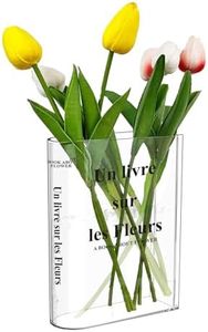 Book Vase, Tulip Vase, Clear Book Vase, Acrylic Book Vases, Clear Book Flower Vase, Transparent Book Vase for Flowers, Bedroom, ta ble Decoration, Living Room, Office, Book Shape Flower Vase