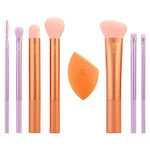 Real Techniques Level Up Brush And Sponge Kit, Makeup Brushes For Eyeshadow, Foundation, Blush, & Bronzer, Makeup Blending Sponge, Professional Quality Makeup Tools, Synthetic Bristles, 8 Piece Set