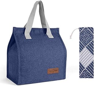 Vicloon Borsa Termica Porta Pranzo con Borsa per Posate, 23x13.3x25.5cm Pranzo Tote Bag per Alimenti Mantenere Caldo o Freddo, Borsa Termica Impermeabile per Ufficio Scuola Campeggio Picnic, Blu Navy