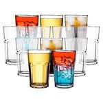 Vinsani Set of 12 Traditional Highball Glass Tumblers - 300ml (10.5oz) Highball Glasses for Drinking