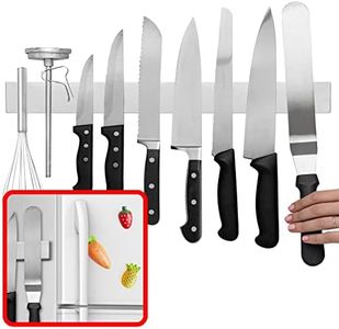 Modern Innovations 18 Inch Magnetic Knife Holder for Refrigerator, Magnetic Knife Holders for Fridge or Kitchen Wall No Drilling, Magnet Strips for Knives & Metal Utensils, Tool Rack, Stainless Steel