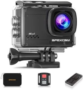 Apexcam M80air Action Camera 4K 60FPS 64MP WiFi Sports Underwater Camera Waterproof 40M EIS With Ultra HD 2.4G Remote 2 x 1350mAh Batteries and Accessories