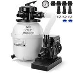 VIVOHOME 12 in Sand Filter Pump for Above Ground Pool, 0.4 HP 3168 GPH, Swimming Pool Filter System with 24H Timer & 6-Way Valve, High-Efficiency Filtration for Pools Up to 11,000 Gallons