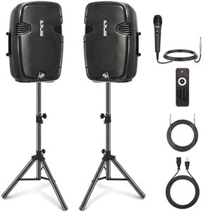 Pyle PA Speaker - 1800W High Powered Bluetooth PA System with 12" Subwoofer, Includes Active + Passive Pair of Tower Speakers, Mounts, Mic and Remote, Ideal for Home Theater, DJ, Parties, and More