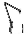 Boom Mic Arm for Shure SM7B/MV7/Blue Yeti, 2024 New Upgraded Microphone Desk Mount with Hidden Cable Trough & Extension Tube, Universal Pro-Heavy Duty Metal Blue Yeti Boom Arm for Podcast, Video