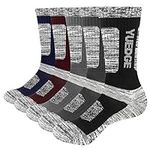 YUEDGE Men's 5 Pairs Wicking Breathable Cushion Comfortable Casual Crew Socks Multi Performance Walking Athletic Socks 4-8 (ML)