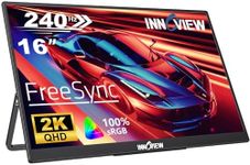 InnoView 16" 2K 240Hz Portable Monitor, 100% sRGB Portable Gaming Monitor Laptop Monitors Built-in 180° Adjustable Stand Type-C HDMI IPS Eye Care External Second Screen for PS4 PS5 Switch Xbox PC