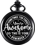 GT Gala Time Stainless Steel Unisex Classic Black Gandhi Style Pocket Analog Watch You Are Awesome Engraved Unique Memorable Gift For Men Women (Awesome), Band_Multicolor