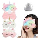 4 Pcs Cute Sleep Mask Animal Sleep Mask Soft Plush Blindfold Eye Covers for Sleeping Women Girls Kids