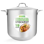 Nutrichef Stainless Steel Cookware Stockpot-Heavy Duty Induction, Soup Pot with Lid, 19 Quart