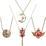 CHIVASO Anime Themed Pendant Necklaces Gold Plated Guardian Star Moon Necklace, Set of 4 (4pcs-B)