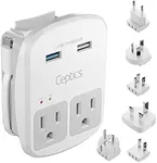 Ceptics Universal Travel Adapter Kit - 2 USB, USB-C Cord+2 US Outlets QC 3.0, Surge Protection, Plugs for Europe, UK, China, Australia, Japan - Perfect for Laptop, Cell Phones, Cameras,Safe ETL Tested