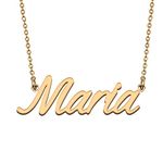 HUAN XUN Golden Maria Necklace with Names Customized for Women and Girls Beautiful